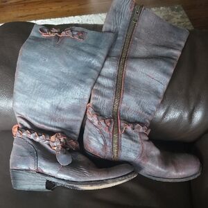 BED|STU Black/Brown/Red Leather Boots